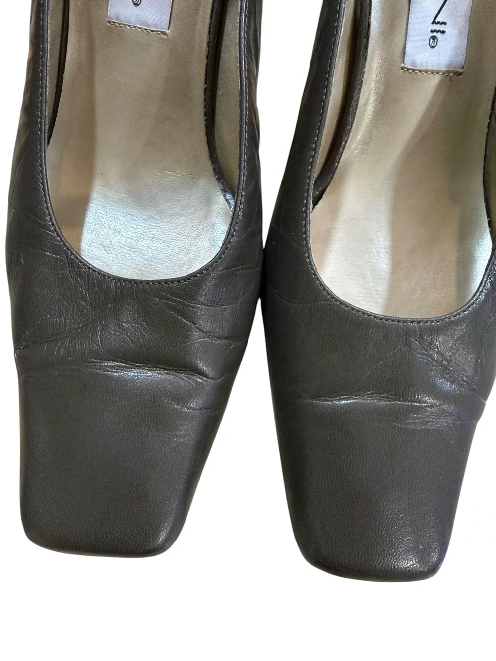 VTG Bellini Monzo Taupe Gray Leather Slingback Heels Square Toe Size 8M